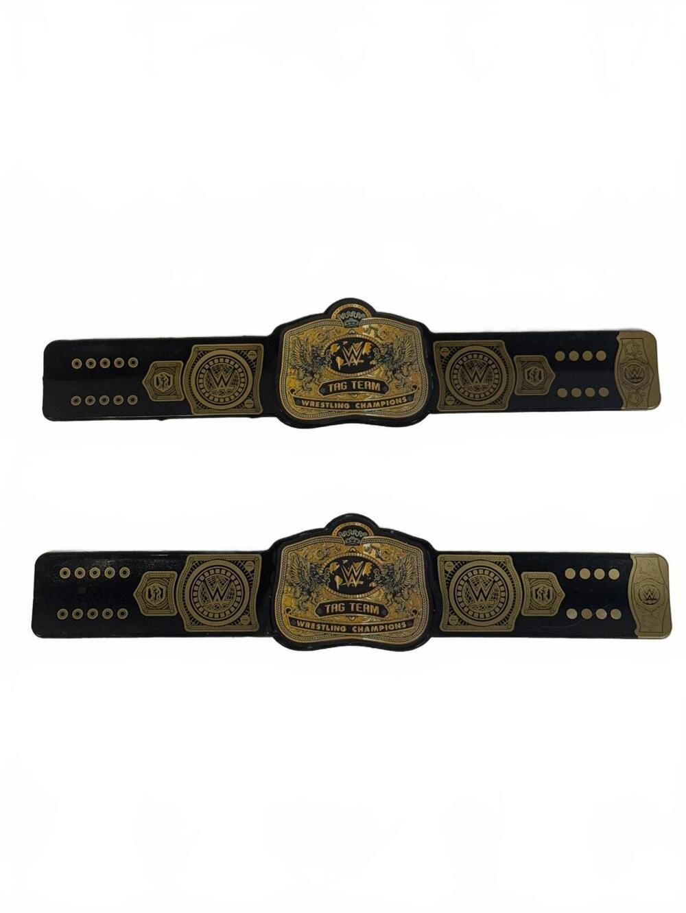 WWE Tag Team Wrestling Champions Slap Bracelets Lot of 2 Gold Black Collectible